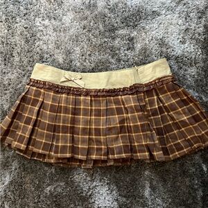 Plaid Brown and Tan Skirt